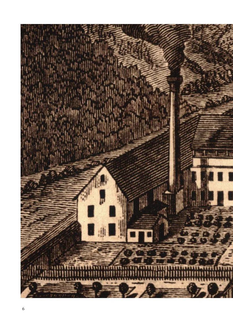 Historische Darstellung der Fabrikanlagen der Gebrüder Krafft in Fahrnau